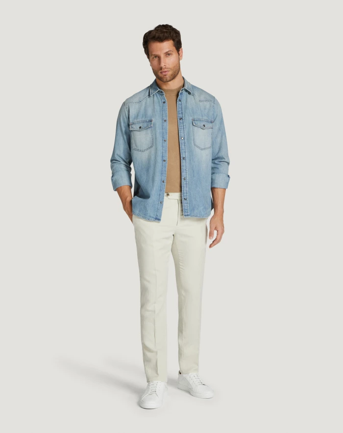 Pantaloni Torino Pantaloni Slim In Cotone E Lino Batavia