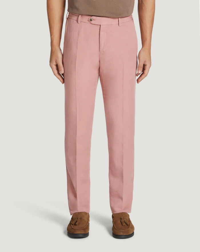 Pantaloni Torino Pantaloni Slim in cotone e lino batavia