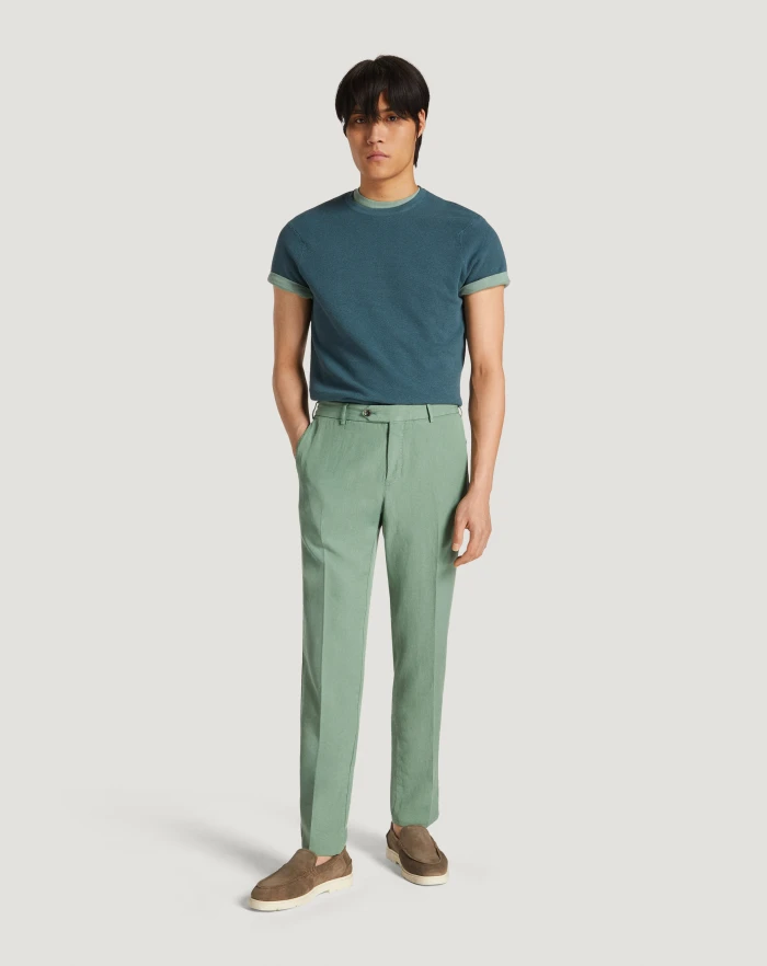 Pantaloni Torino Pantaloni Slim In Cotone E Lino Batavia