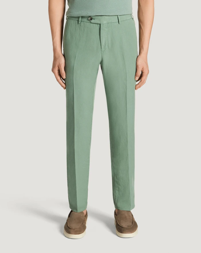 Pantaloni Torino Pantaloni Slim in cotone e lino batavia