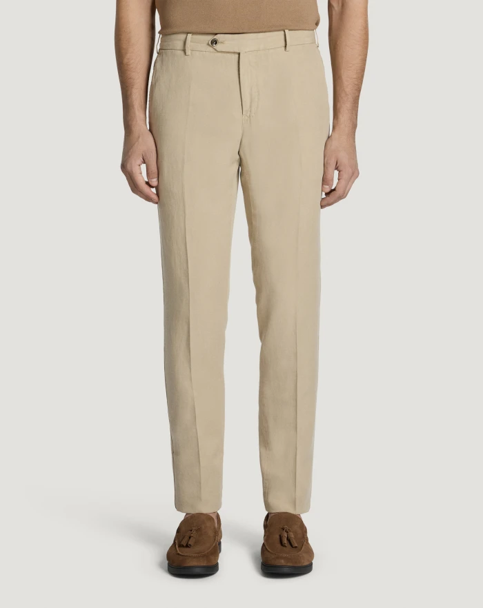Pantaloni Torino Pantaloni Slim in cotone e lino batavia