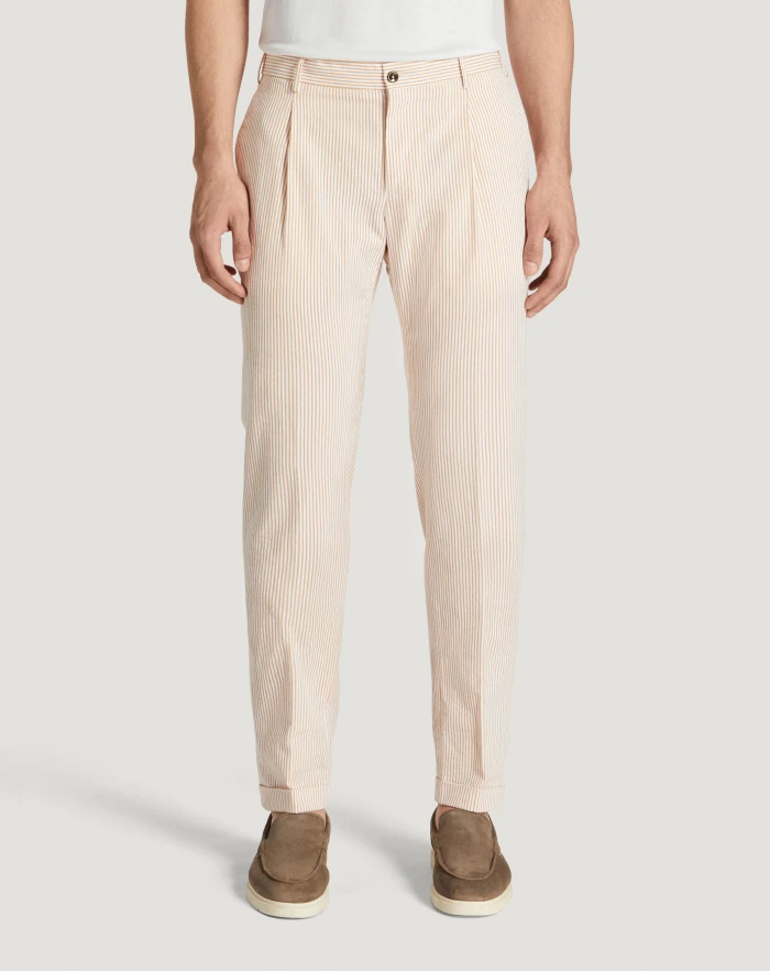 Pantaloni Torino Pantaloni Slim in cotone seersucker a righe