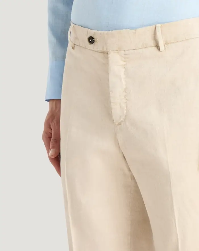 Pantaloni Torino Pantaloni Slim In Lino Stretch Délavé