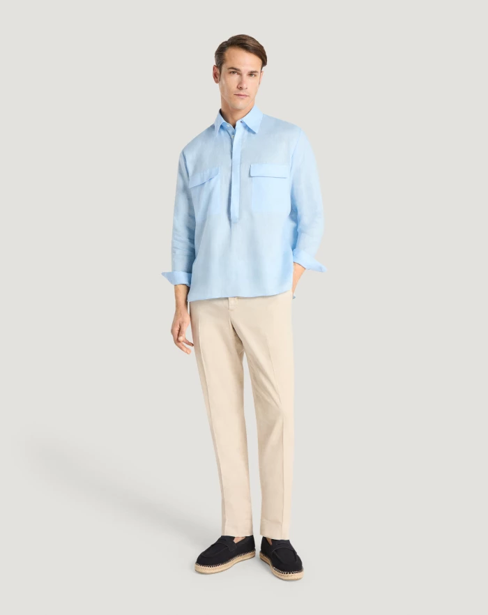 Pantaloni Torino Pantaloni Slim In Lino Stretch Délavé