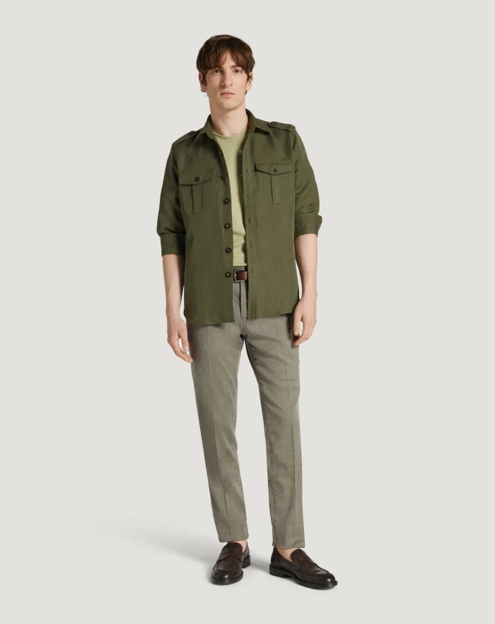 Pantaloni Torino Pantaloni Slim In Lino Stretch Délavé