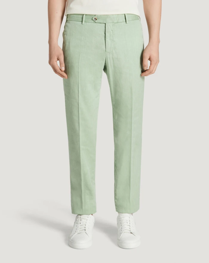 Pantaloni Torino Pantaloni Slim in lino stretch délavé