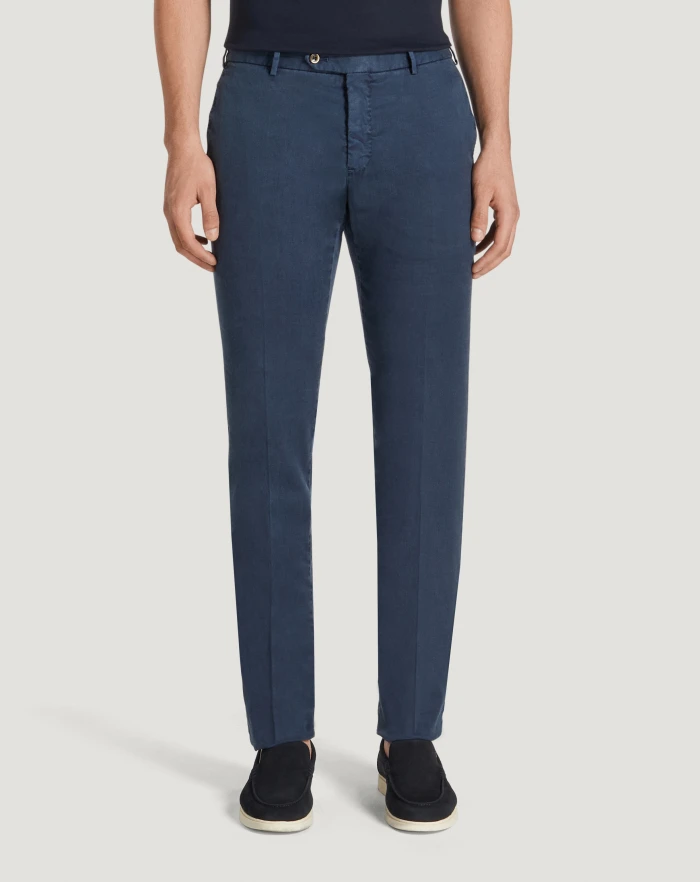 Pantaloni Torino Pantaloni Slim in lino stretch délavé