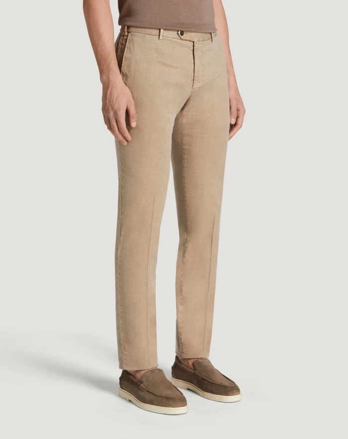 Pantaloni Torino Pantaloni Slim In Lino Stretch Délavé