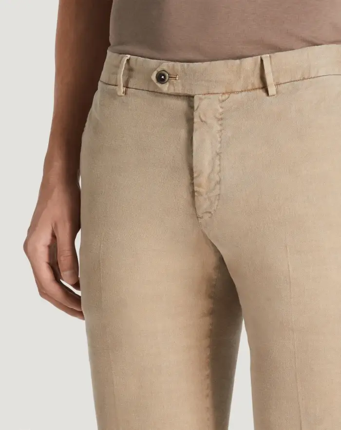 Pantaloni Torino Pantaloni Slim In Lino Stretch Délavé