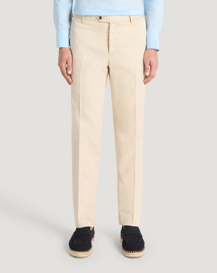Pantaloni Torino Pantaloni Slim in lino stretch délavé