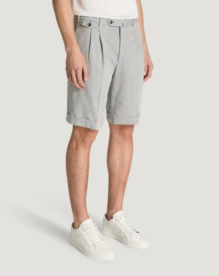 Pantaloni Torino Bermuda In Cotone A Righe