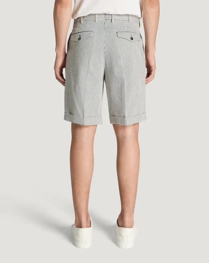 Pantaloni Torino Bermuda In Cotone A Righe