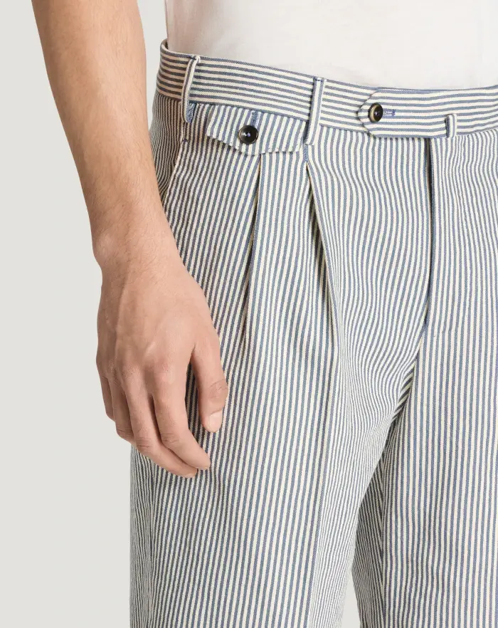 Pantaloni Torino Bermuda In Cotone A Righe