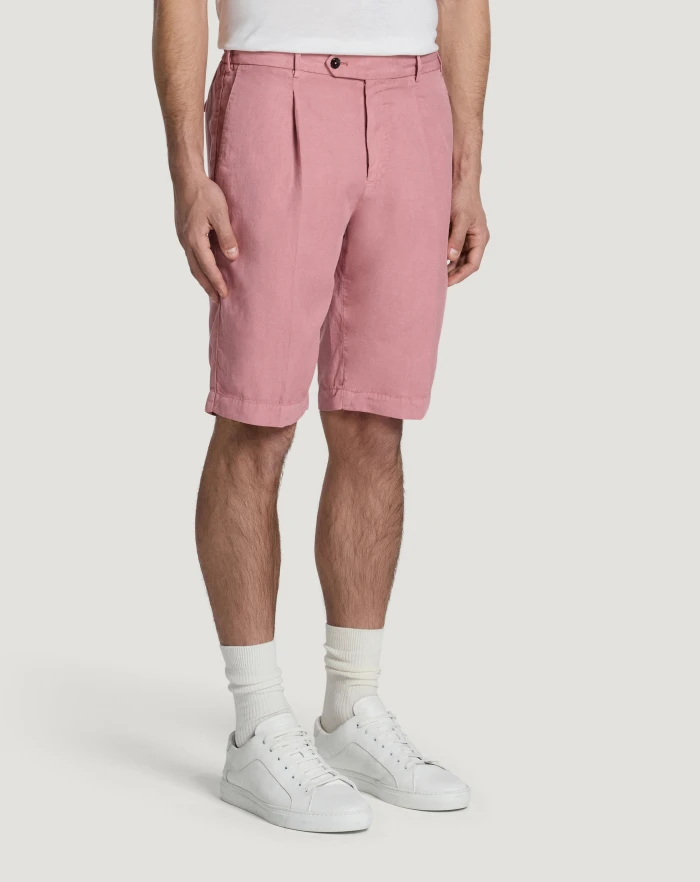 Pantaloni Torino Bermuda In Cotone E Lino Batavia