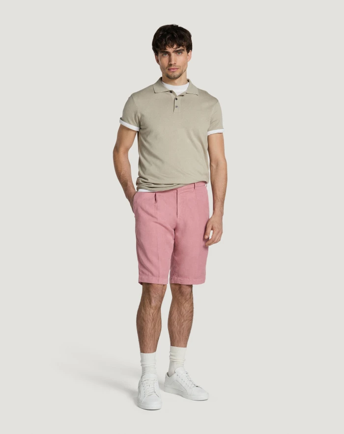 Pantaloni Torino Bermuda In Cotone E Lino Batavia