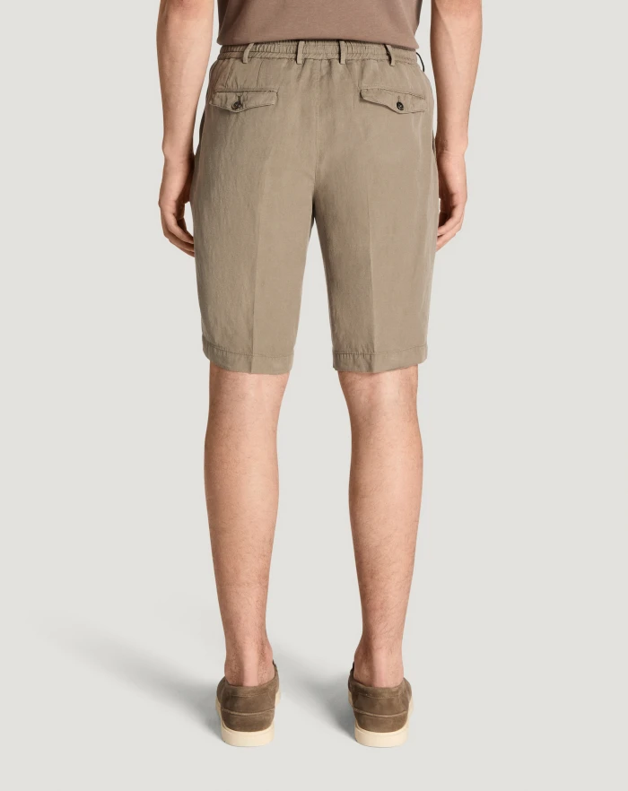 Pantaloni Torino Bermuda In Cotone E Lino Batavia