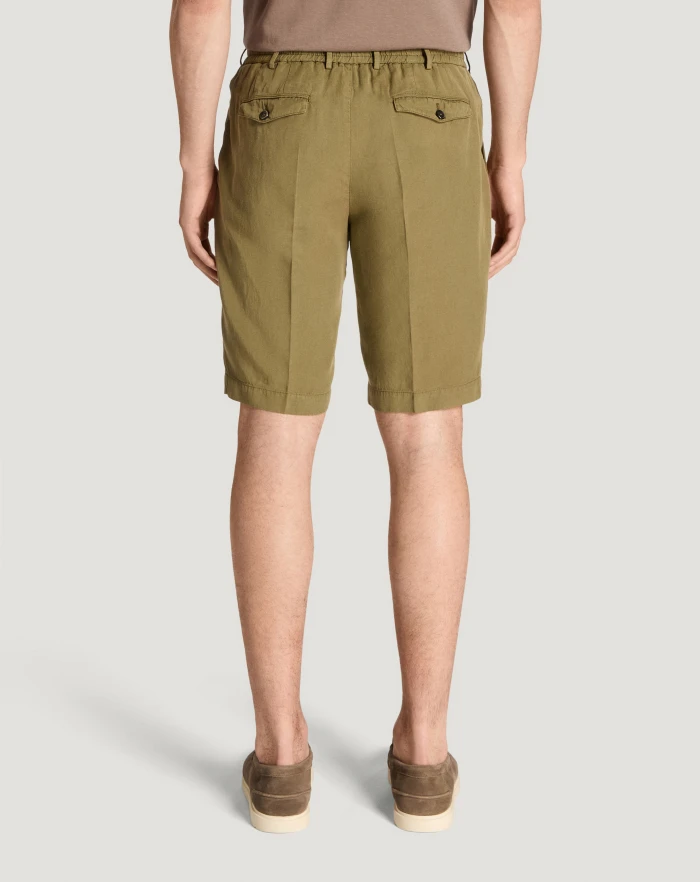 Pantaloni Torino Bermuda In Cotone E Lino Batavia