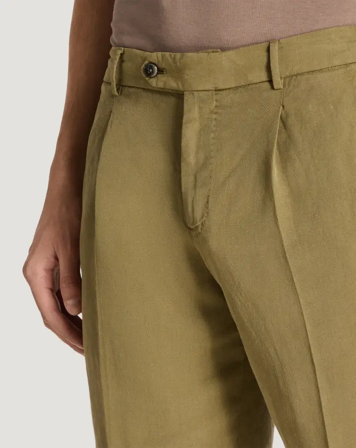 Pantaloni Torino Bermuda In Cotone E Lino Batavia