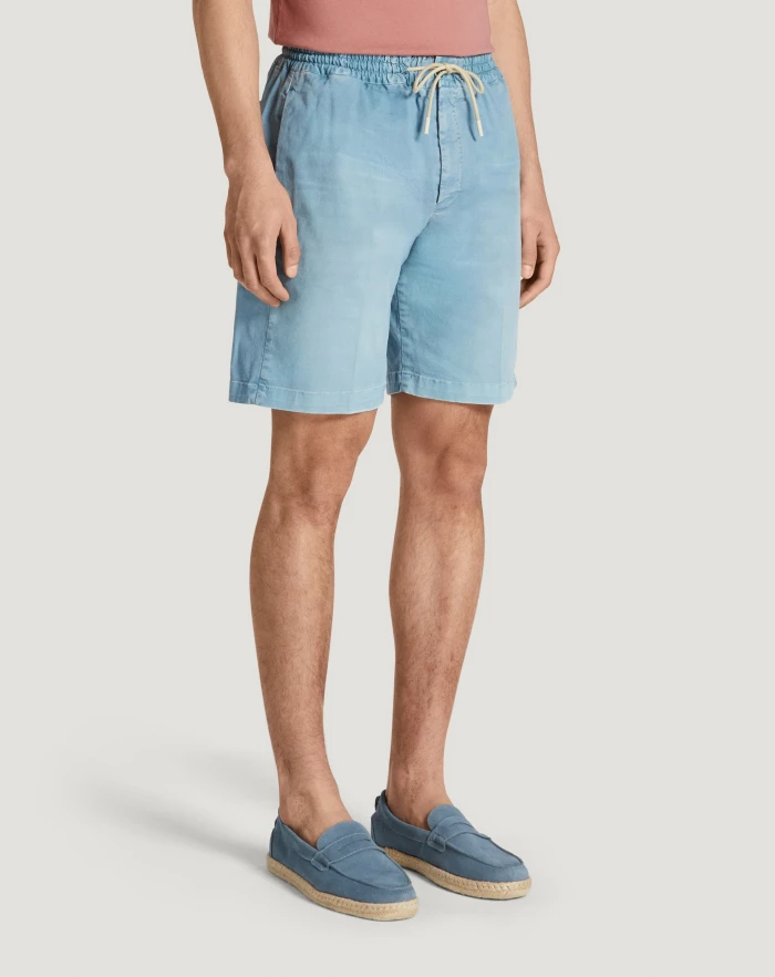 Pantaloni Torino Bermuda In Gabardina Di Cotone