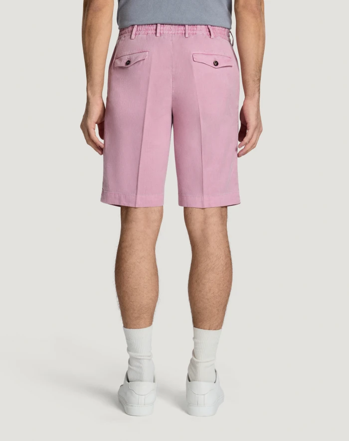 Pantaloni Torino Bermuda In Lino Stretch Délavé