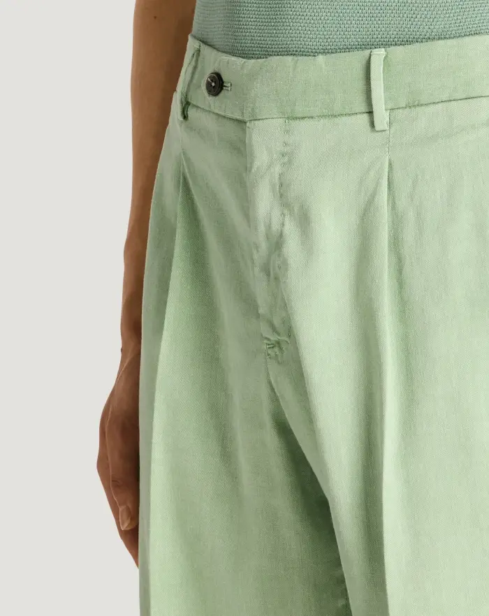 Pantaloni Torino Bermuda In Lino Stretch Délavé