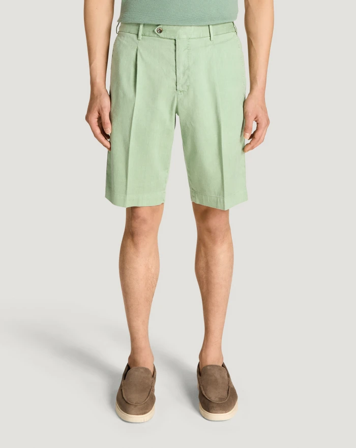 Pantaloni Torino Bermuda in lino stretch délavé