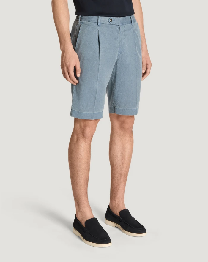 Pantaloni Torino Bermuda In Lino Stretch Délavé