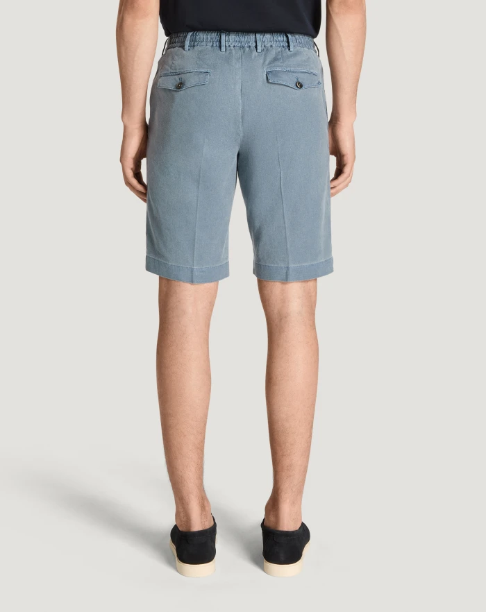 Pantaloni Torino Bermuda In Lino Stretch Délavé