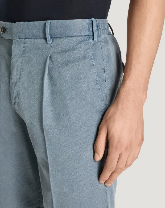 Pantaloni Torino Bermuda In Lino Stretch Délavé