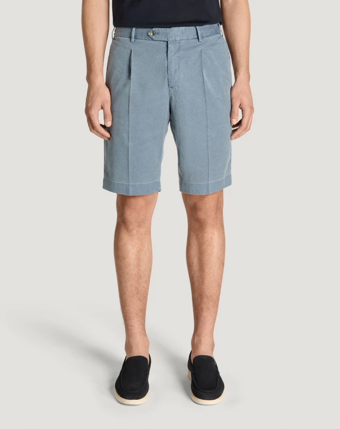 Pantaloni Torino Bermuda in lino stretch délavé