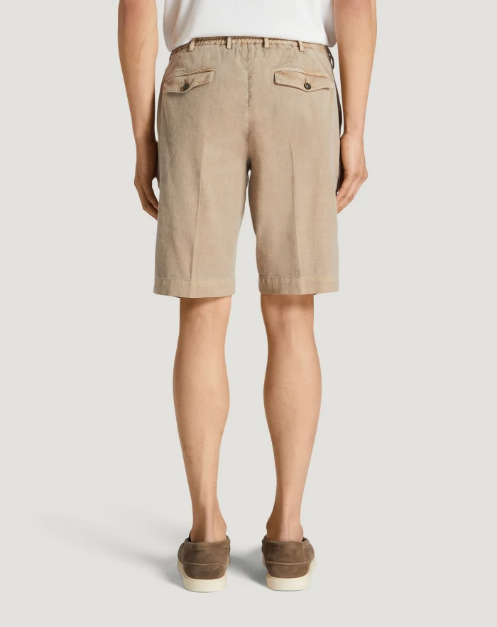 Pantaloni Torino Bermuda In Lino Stretch Délavé