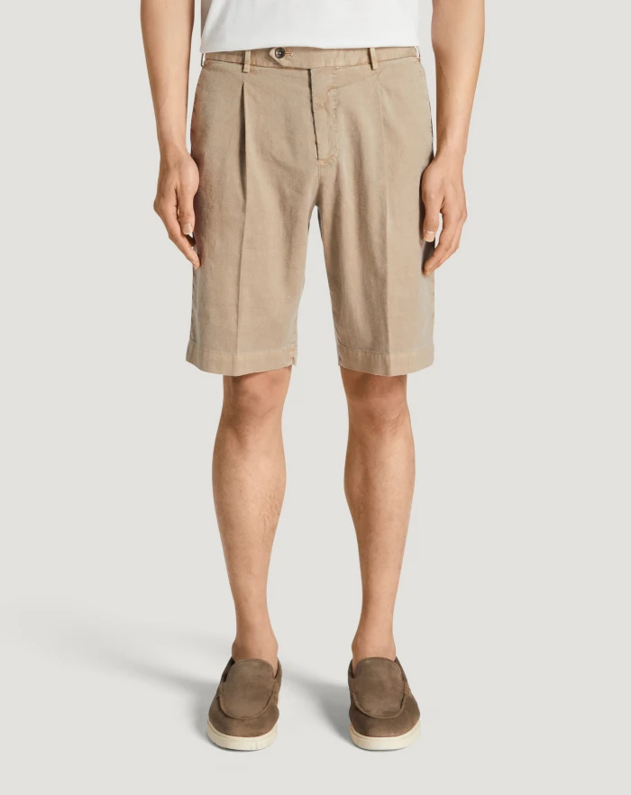 Pantaloni Torino Bermuda in lino stretch délavé