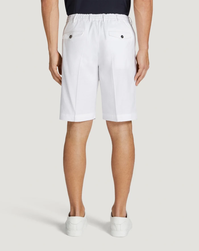 Pantaloni Torino Bermuda In Lino Stretch Délavé