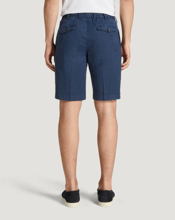 Pantaloni Torino Bermuda In Lino Stretch Délavé