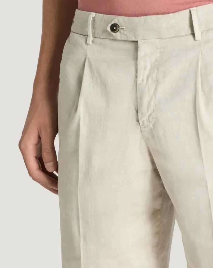 Pantaloni Torino Bermuda In Lino Stretch Délavé