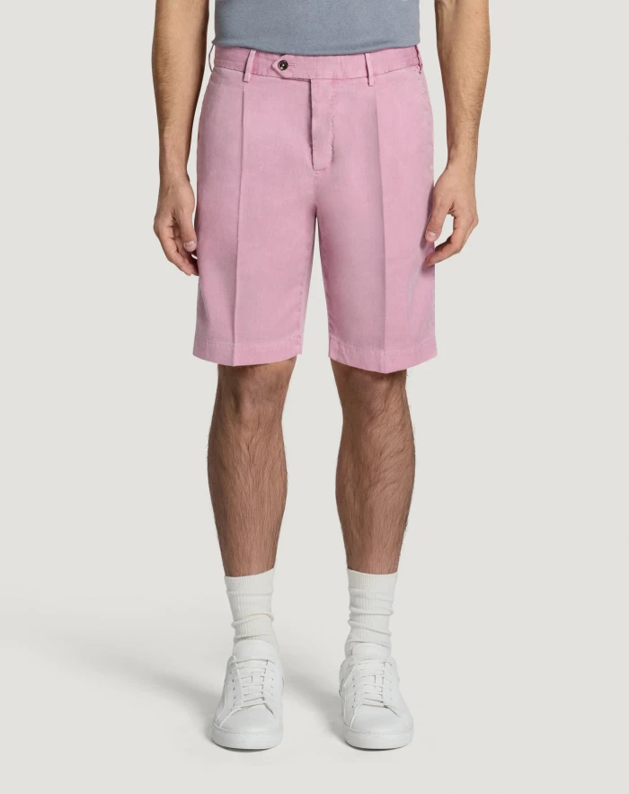 Pantaloni Torino Bermuda in lino stretch délavé