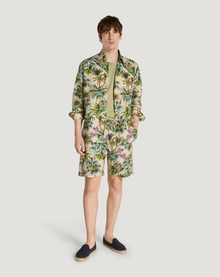 Pantaloni Torino Bermuda In Popeline Di Cotone