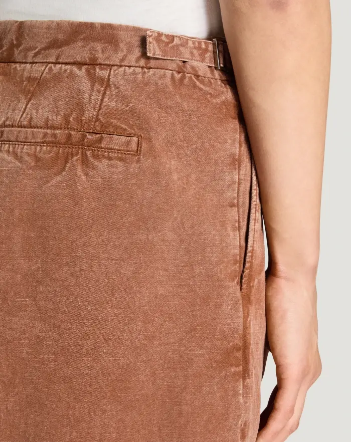 Pantaloni Torino Bermuda In Twill Di Cotone E Lino