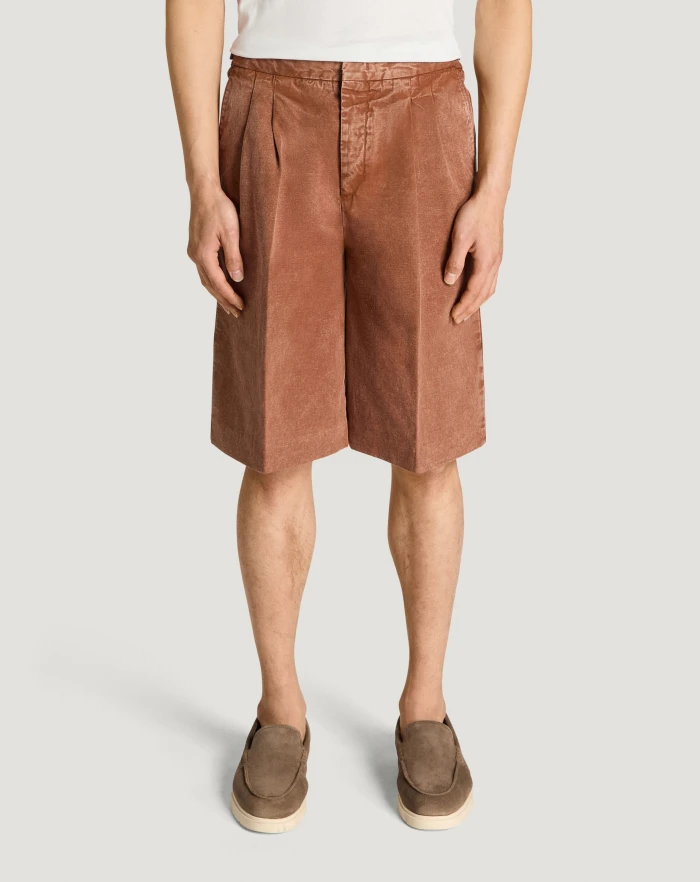 Pantaloni Torino Bermuda in twill di cotone e lino