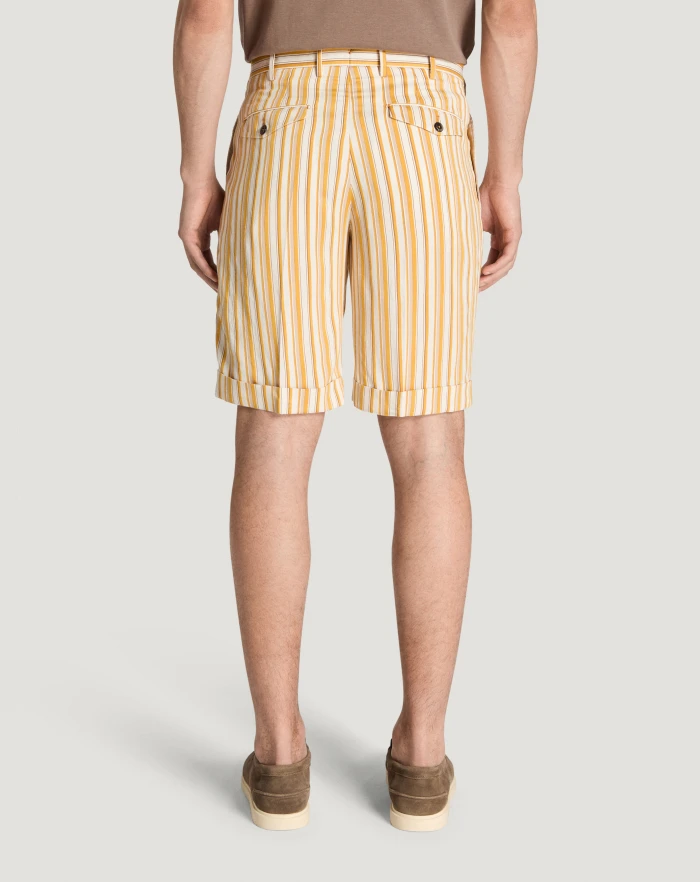 Pantaloni Torino Bermuda In Viscosa Fluida A Righe