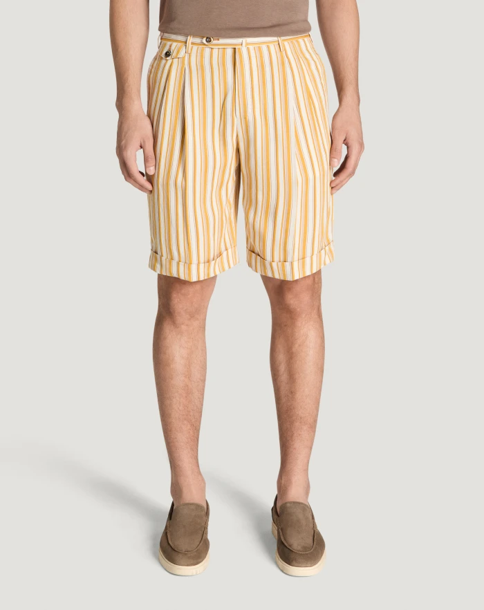 Pantaloni Torino Bermuda in viscosa fluida a righe