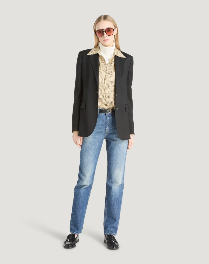 Pantaloni Torino Blazer In Twill Di Lana Fluida