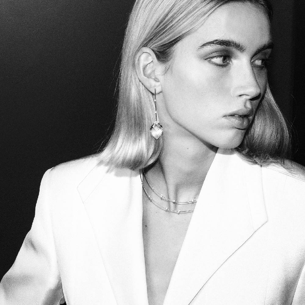 Paola Grande Gioielli AMI 'Amo' In Oro Bianco E Cristallo Di Rocca