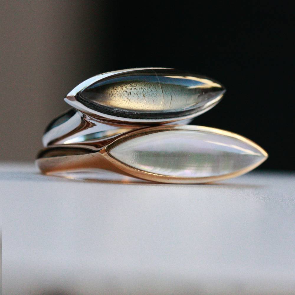 Paola Grande Gioielli AURUM Anello Navetta Con Madreperla