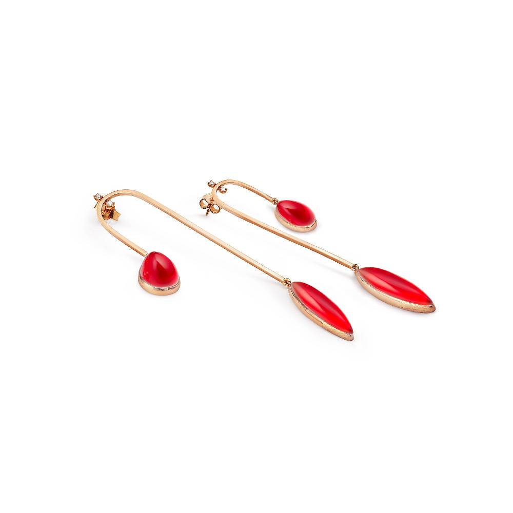 Paola Grande Gioielli AURUM Orecchini Amo Curvo Lungo - Red