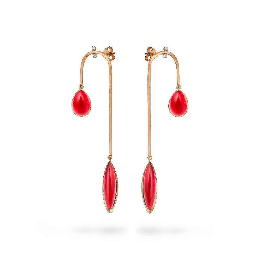 Paola Grande Gioielli AURUM Orecchini Amo curvo lungo - red