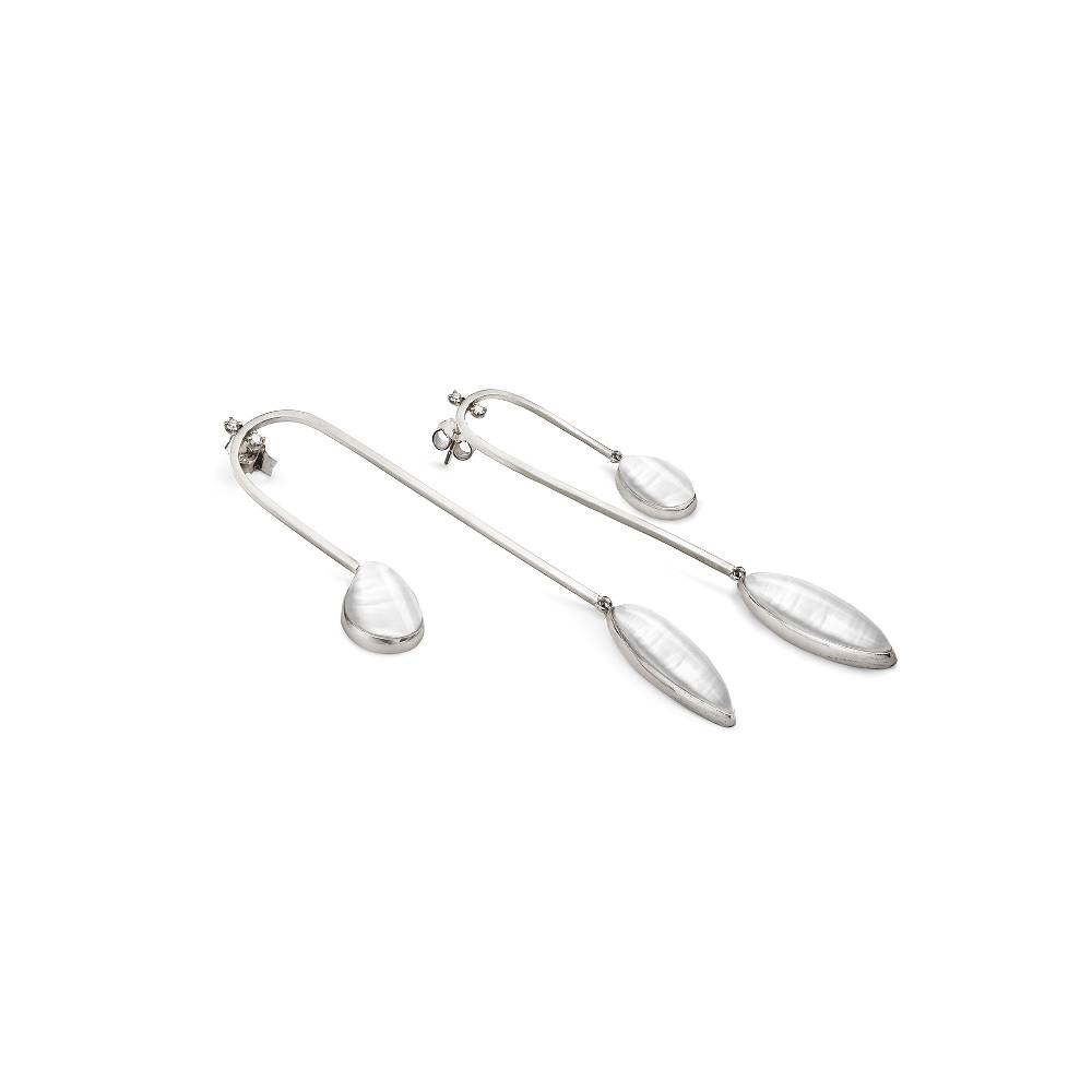 Paola Grande Gioielli AURUM Orecchino Amo Curvo Con Madreperla Bianca