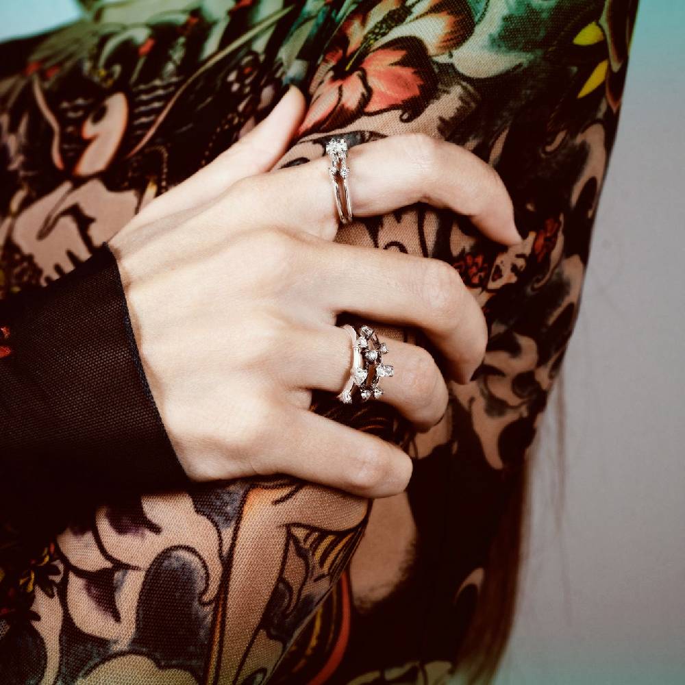 Paola Grande Gioielli BALANCE Anello 'Balance' Oro Bianco Con Princess