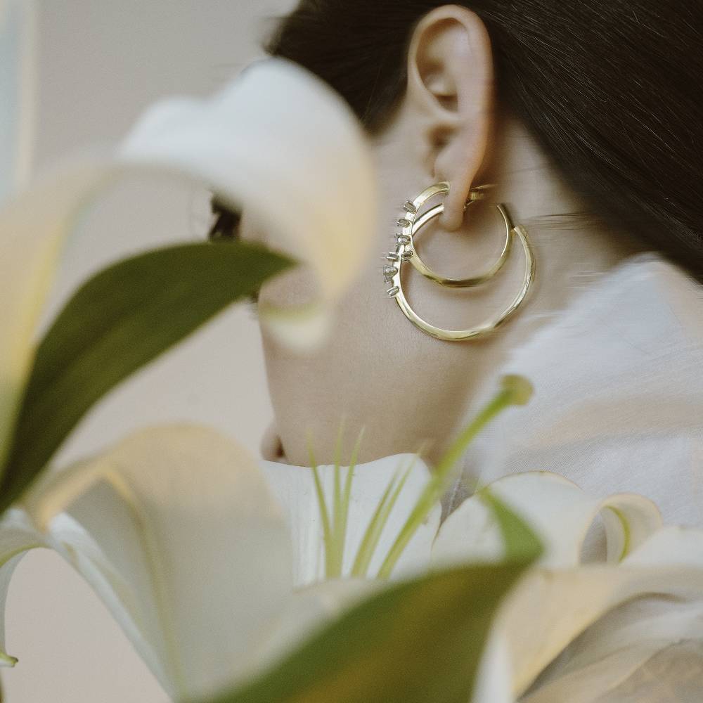 Paola Grande Gioielli BALANCE Cerchi Grandi 'Balance' In Oro Giallo E Diamanti