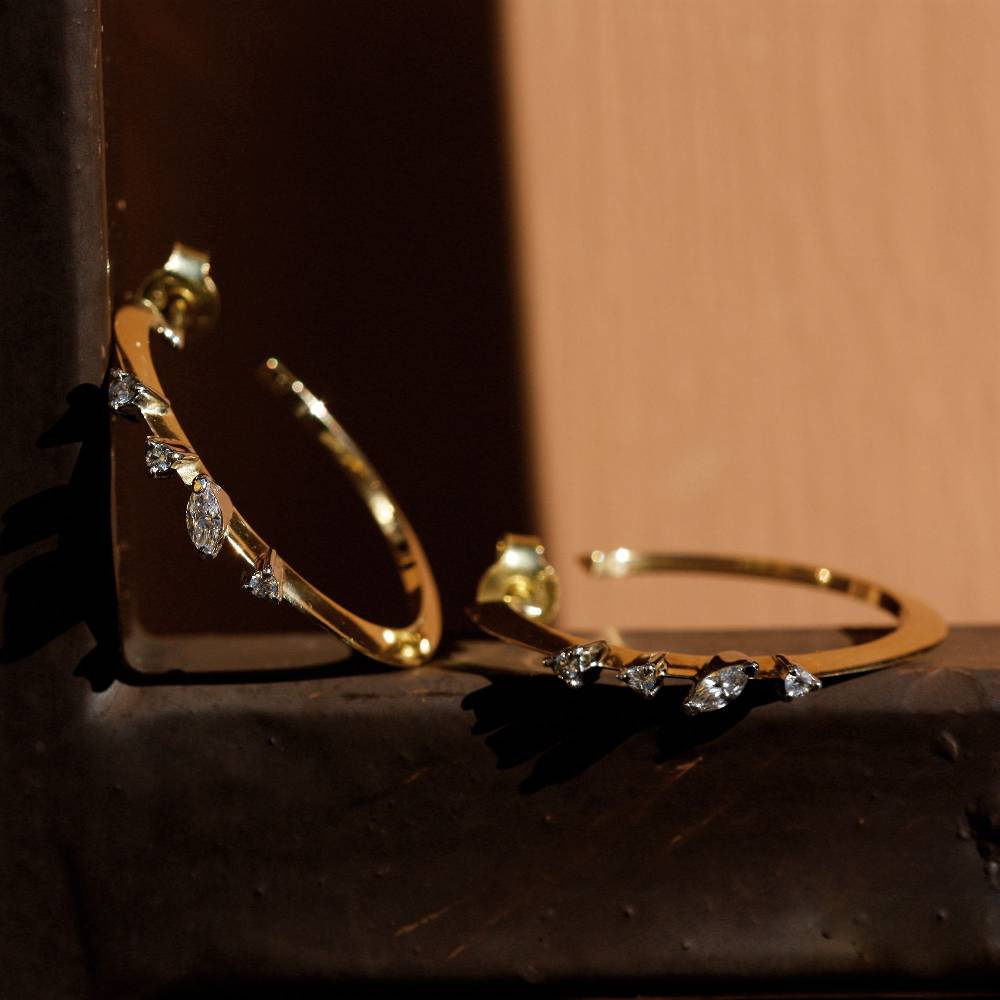 Paola Grande Gioielli BALANCE Cerchi Grandi 'Balance' In Oro Giallo E Diamanti